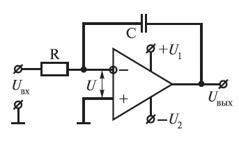 Схема интегрирующая операционного усилителя
