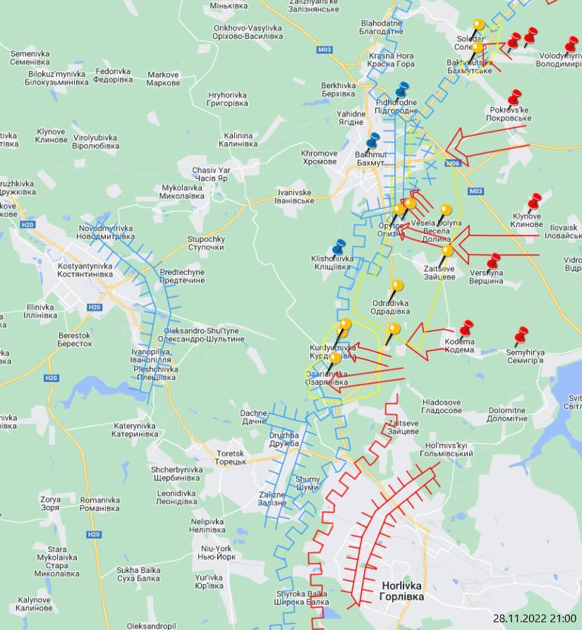 Карта реальных боевых действий