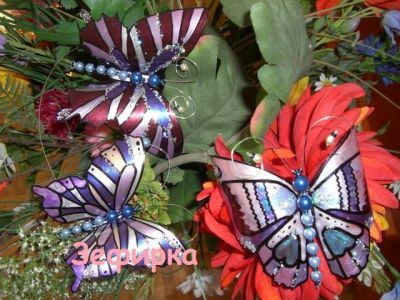 Бабочка/цветы, Трафареты на клейкой основе, 9 х 20 см