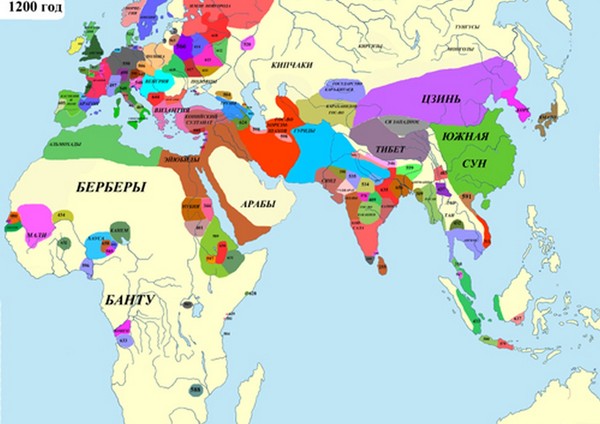 Карта россии в 1200 году